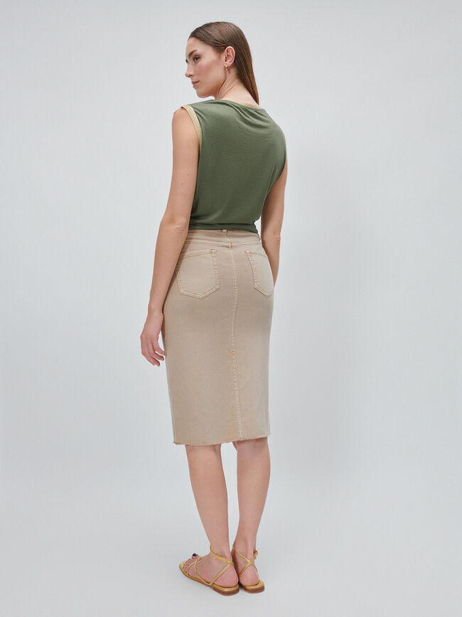 FALDA VAQUERA MIDI Beige