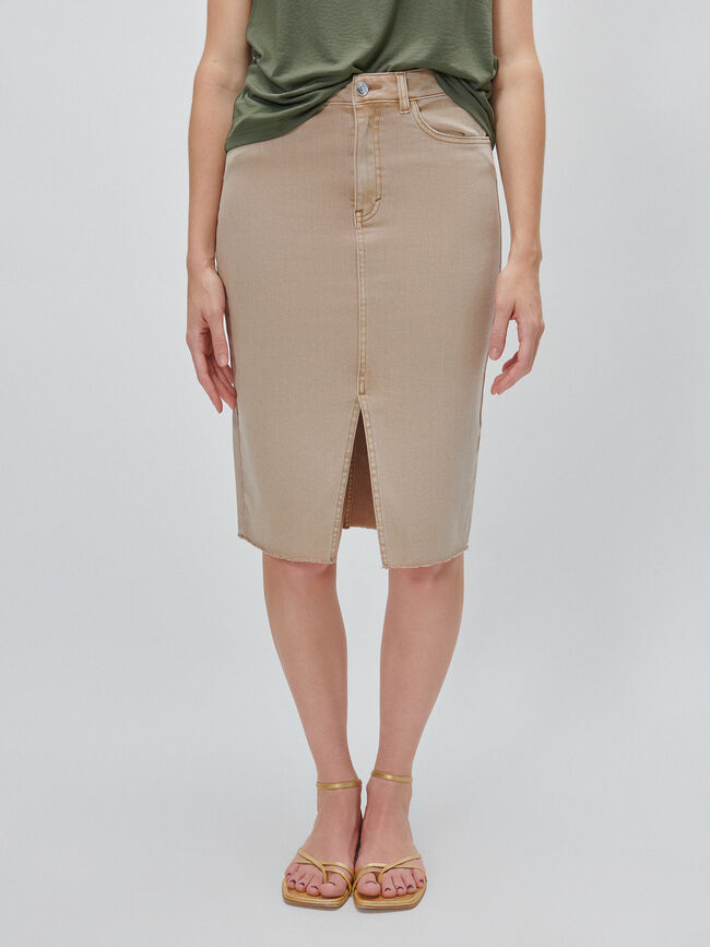 FALDA VAQUERA MIDI Beige