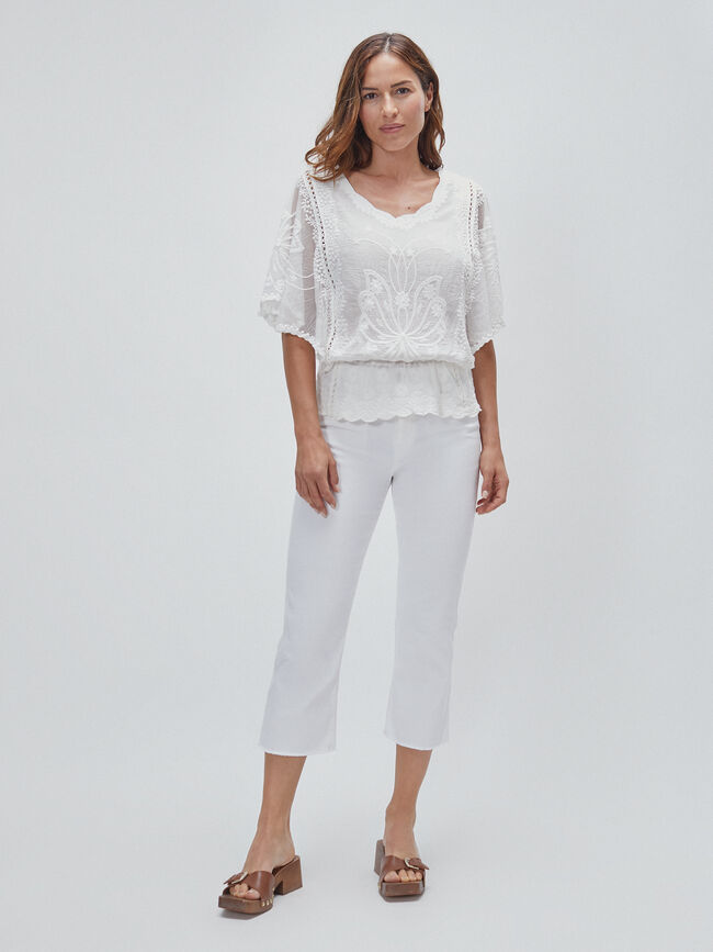 BLUSA OVERSIZE BORDADA Blanco Optico