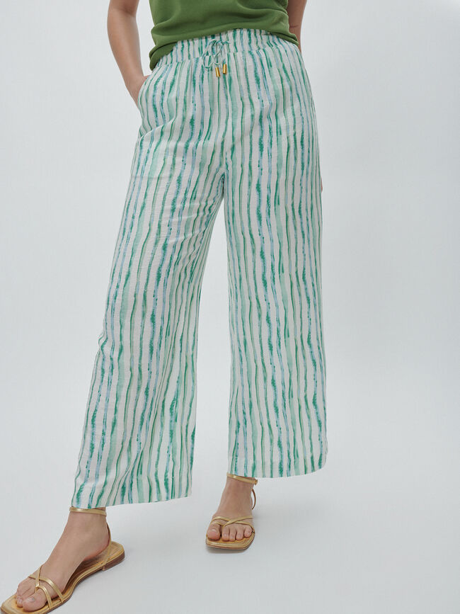 Pantalón fluido estampado Verde