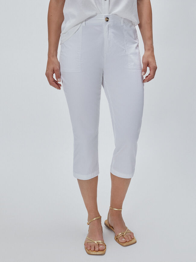 PANTALÓN CAPRI ALGODÓN Blanco Optico