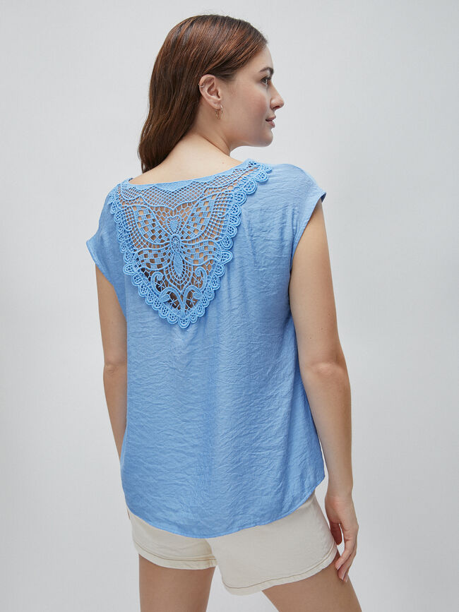 BLUSA PANEL BORDADO Cobalto