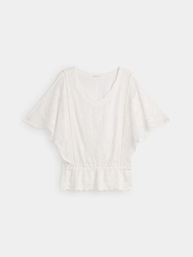 BLUSA OVERSIZE BORDADA Blanco Optico