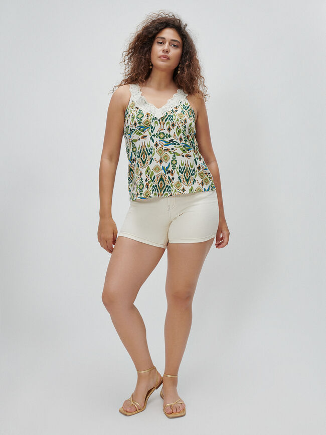 TOP ESTAMPADO PUNTILLA Crudo