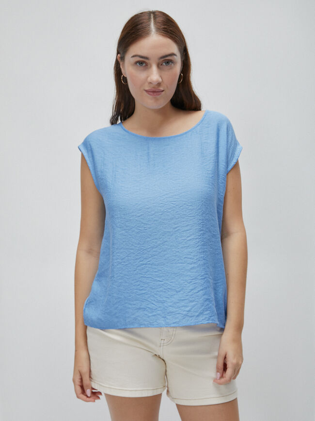 BLUSA PANEL BORDADO Cobalto