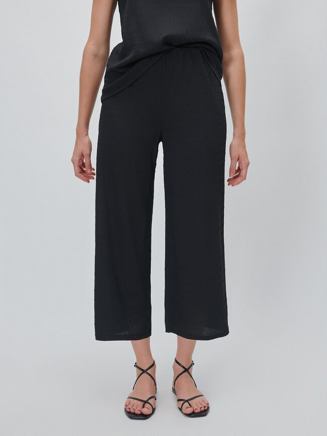 PANTALÓN CULOTTE TEXTURA Negro