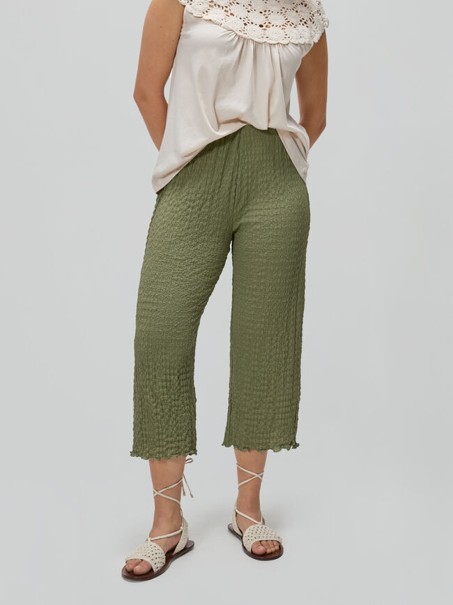 PANTALÓN CULOTTE TEXTURA Kaki