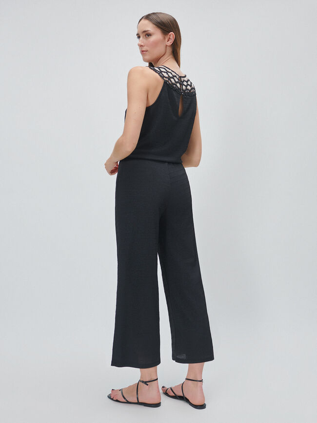 PANTALÓN CULOTTE TEXTURA Negro